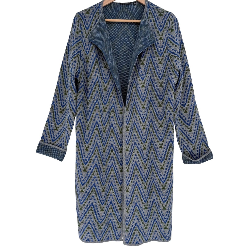HANNAH Women's Geometric Print‎ Duster Cardigan Sweater Cottagecore Size L